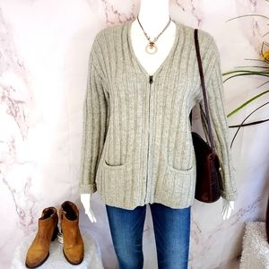 J. Crew chunky rib knit warm and thick zip cardi